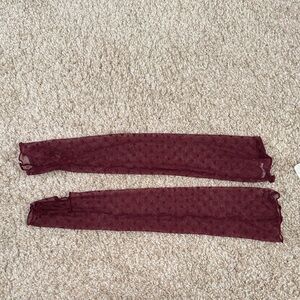 Free People Burgundy Mesh Gloves